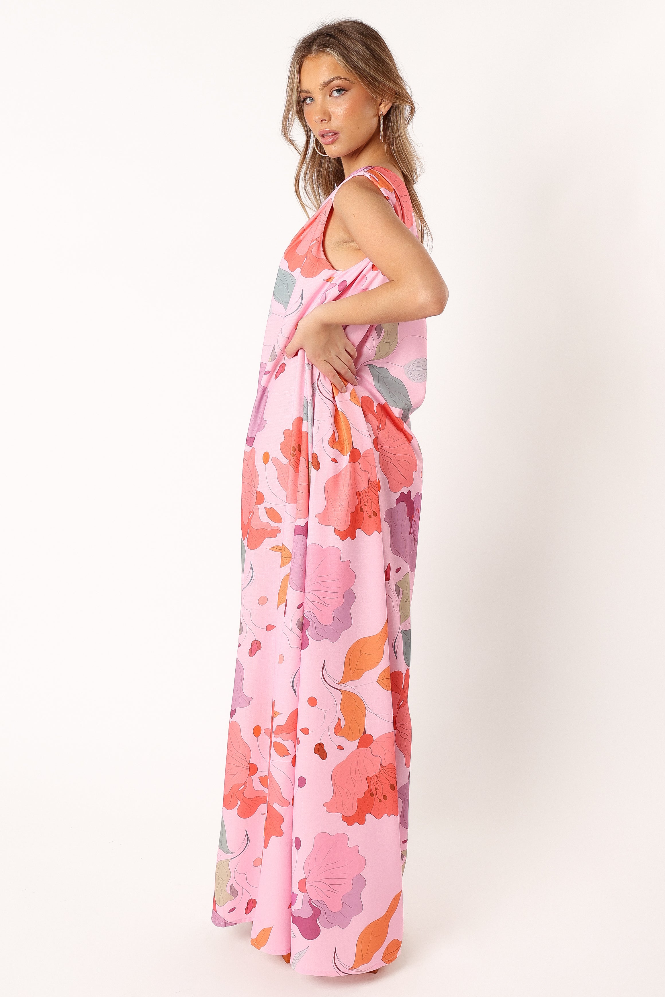 Tillie One Shoulder Maxi Dress - Pink Floral