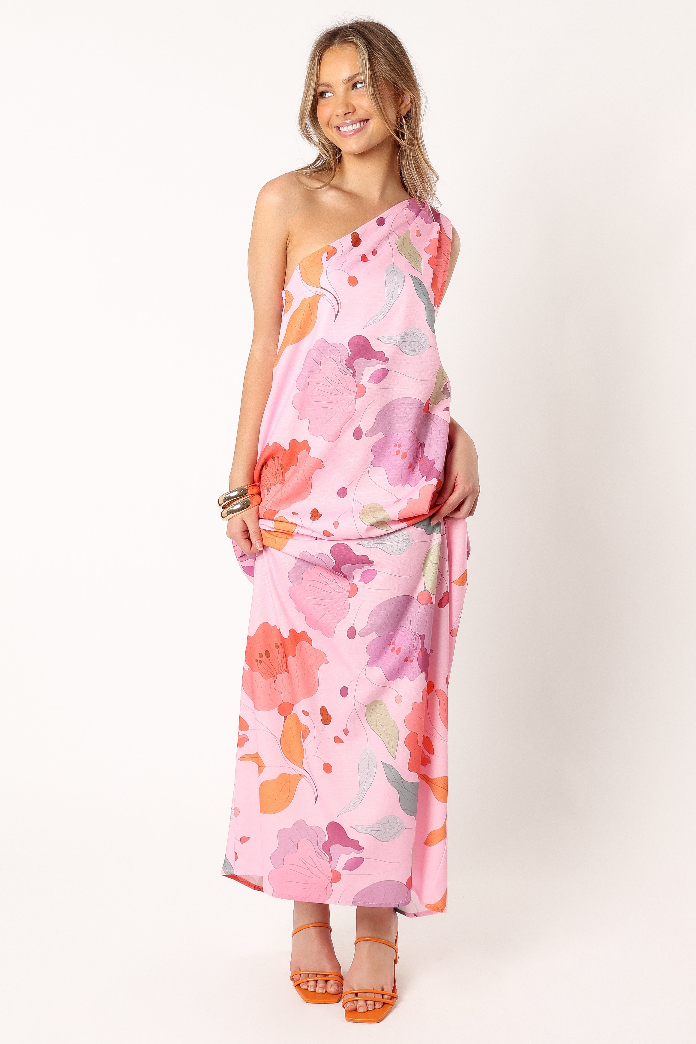 Tillie One Shoulder Maxi Dress - Pink Floral