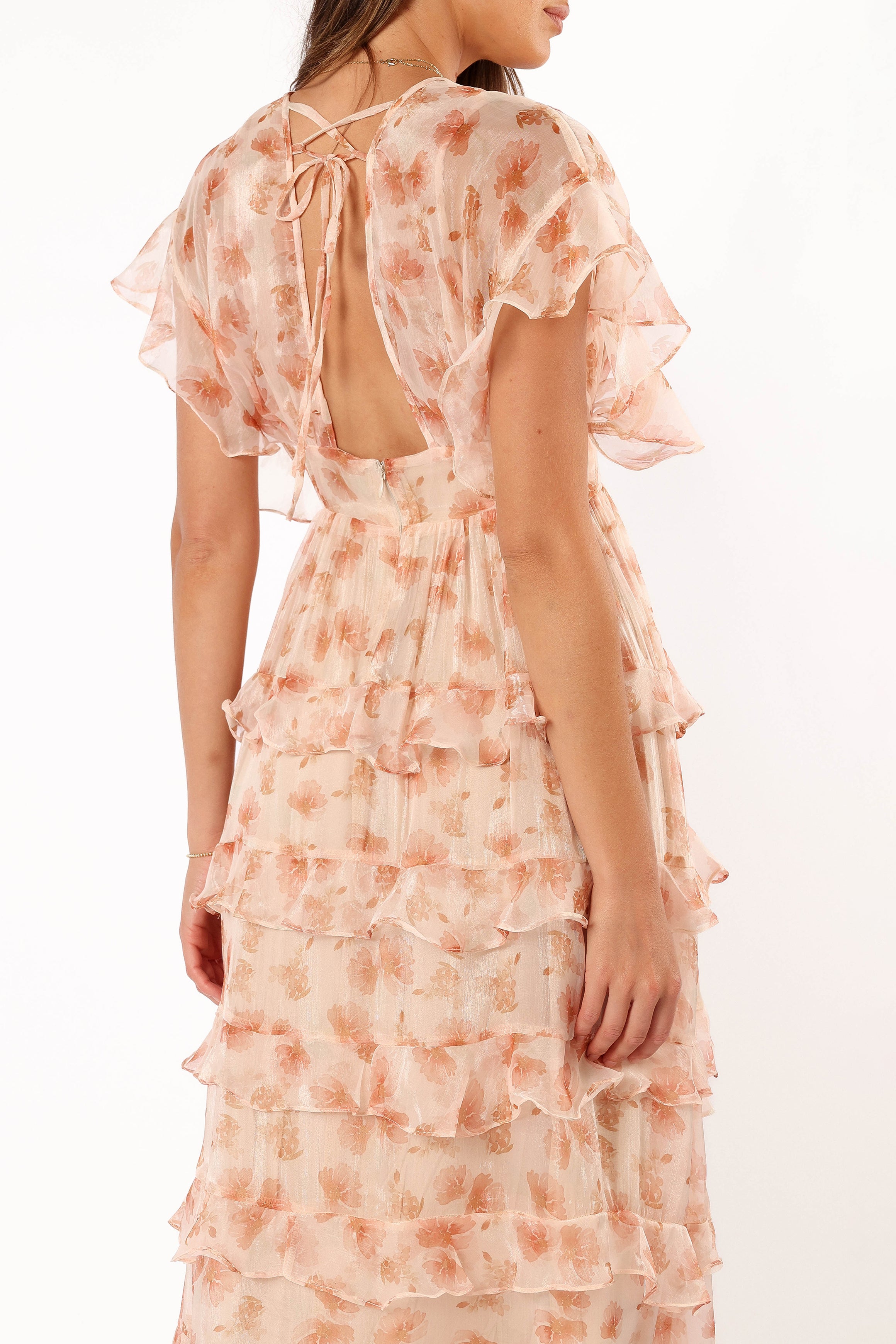 Wendi Ruffle Dress - Dark Peach Floral