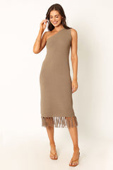 Winne One Shoulder Knit Dress - Olive