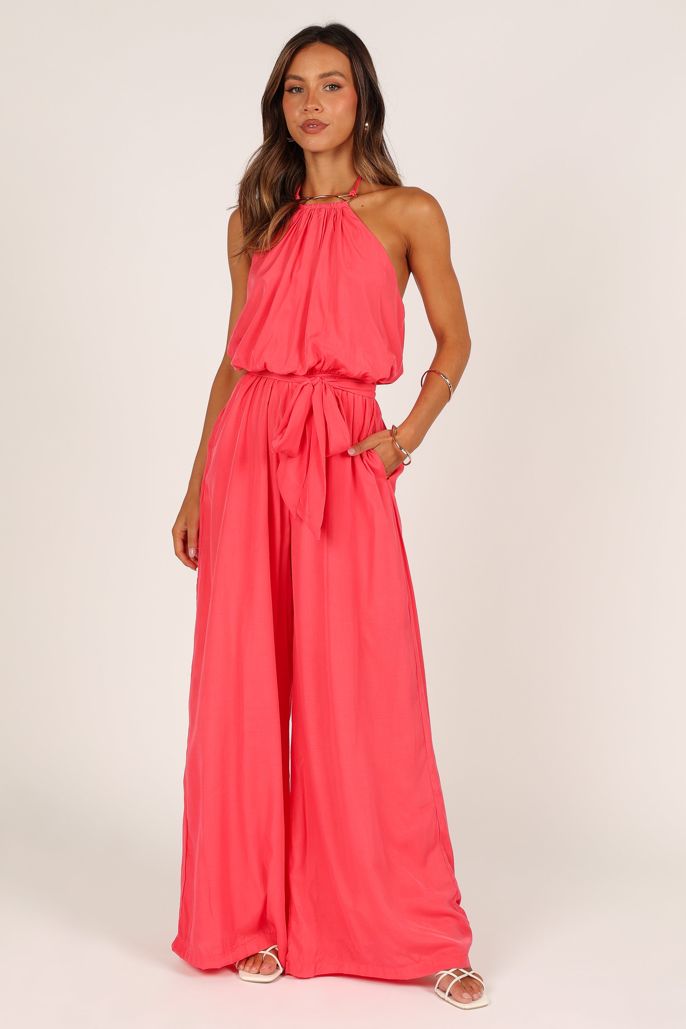 Dionne Halter Jumpsuit - Flamingo