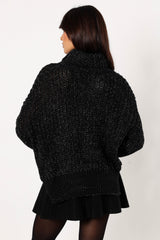 Eleanor Lurex Shine Knit Sweater - Black