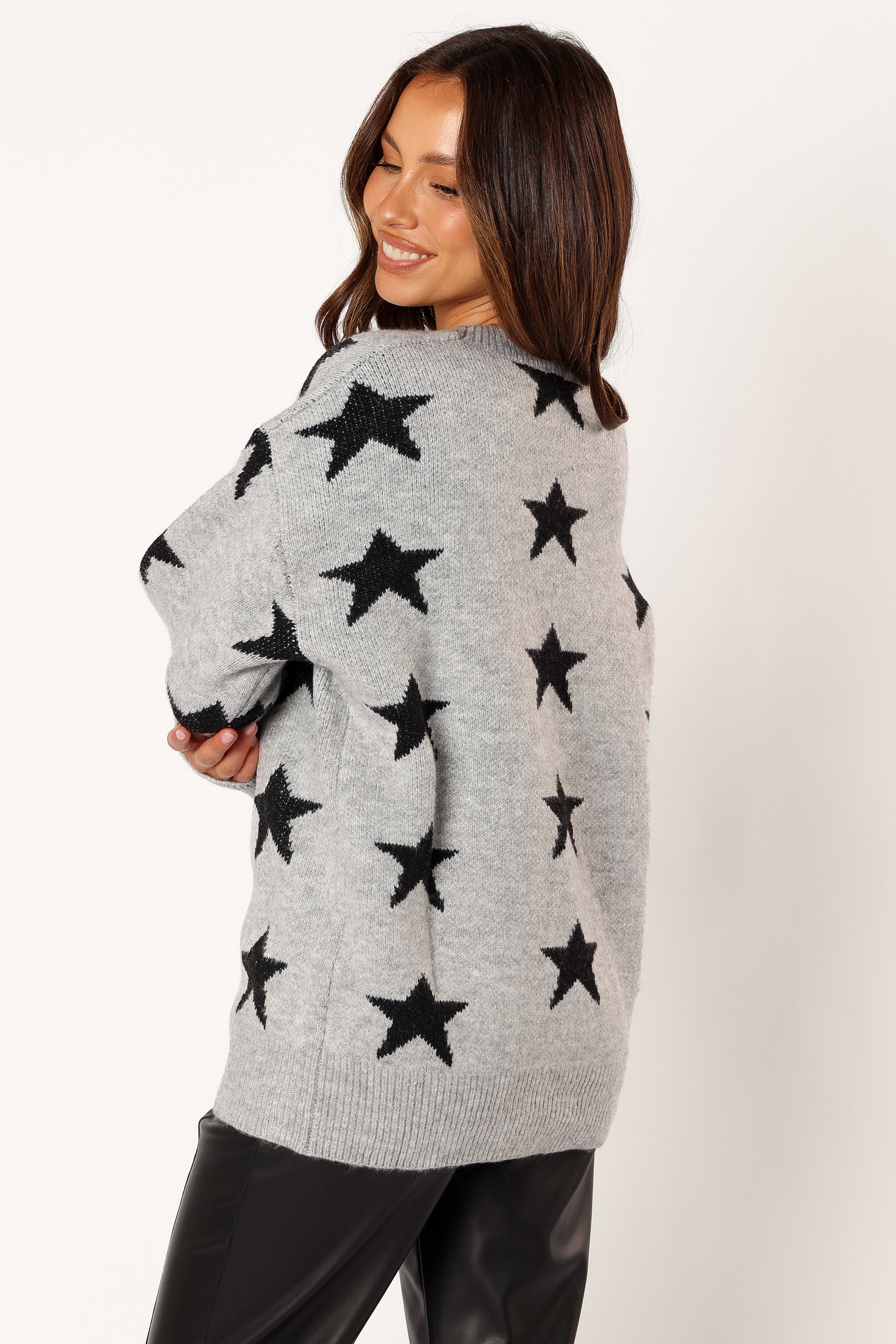 Janiyah Star Knit Sweater - Grey Black