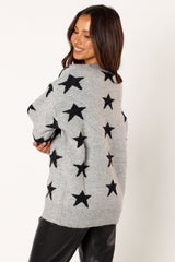 Janiyah Star Knit Sweater - Grey Black
