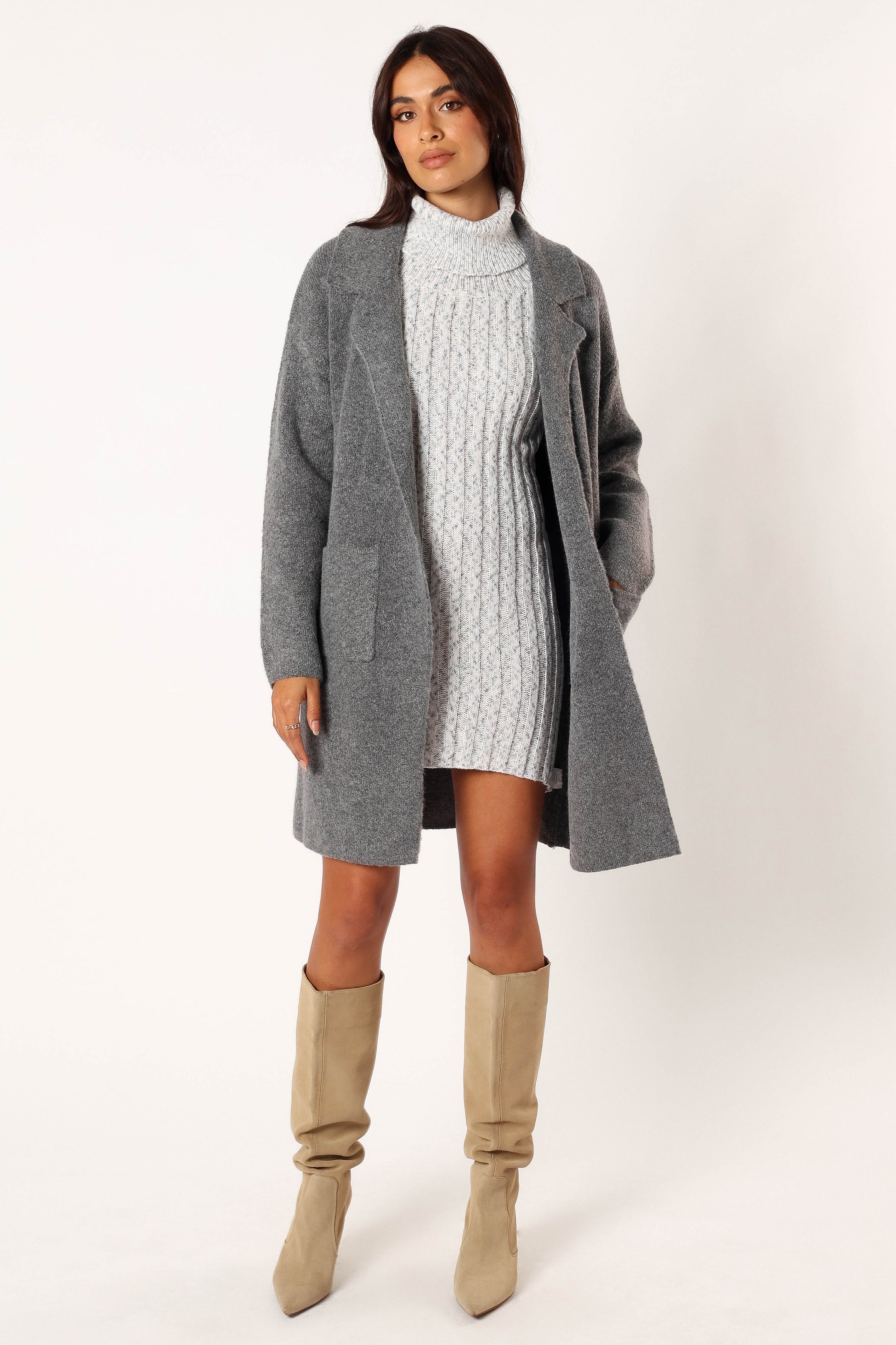 Skylar Open Front Coatigan - Grey