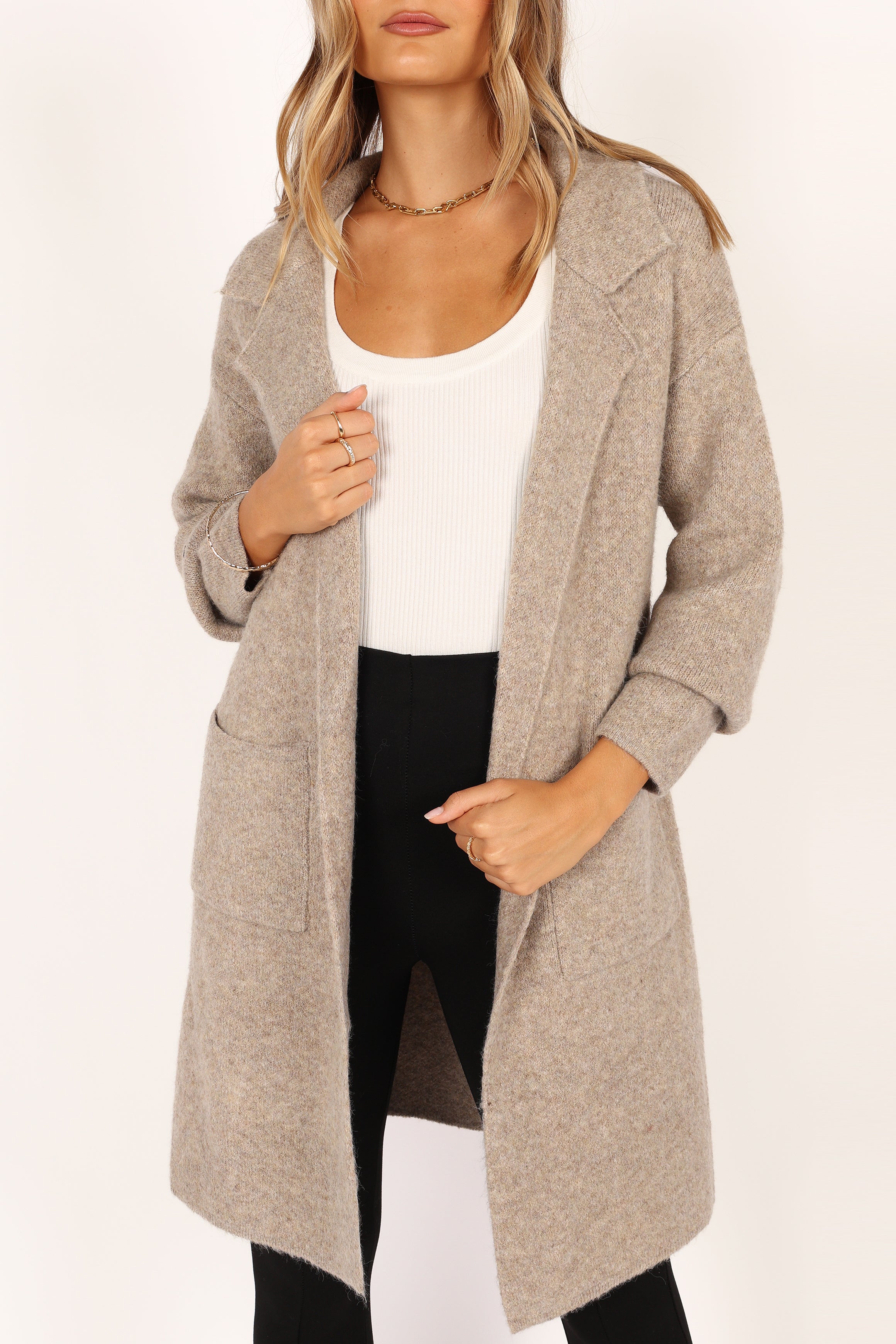 Skylar Open Front Coatigan - Taupe