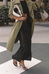 Trina Button Front Trench Coat - Olive