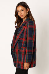 Vivienne Plaid Blazer - Red/Navy Multi