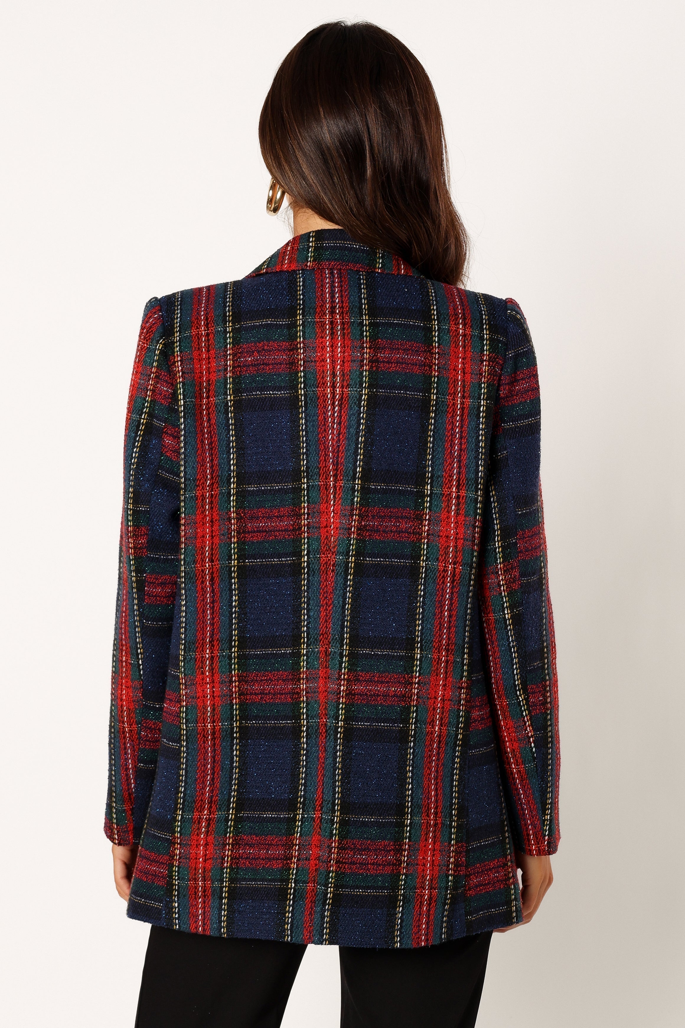 Vivienne Plaid Blazer - Red/Navy Multi