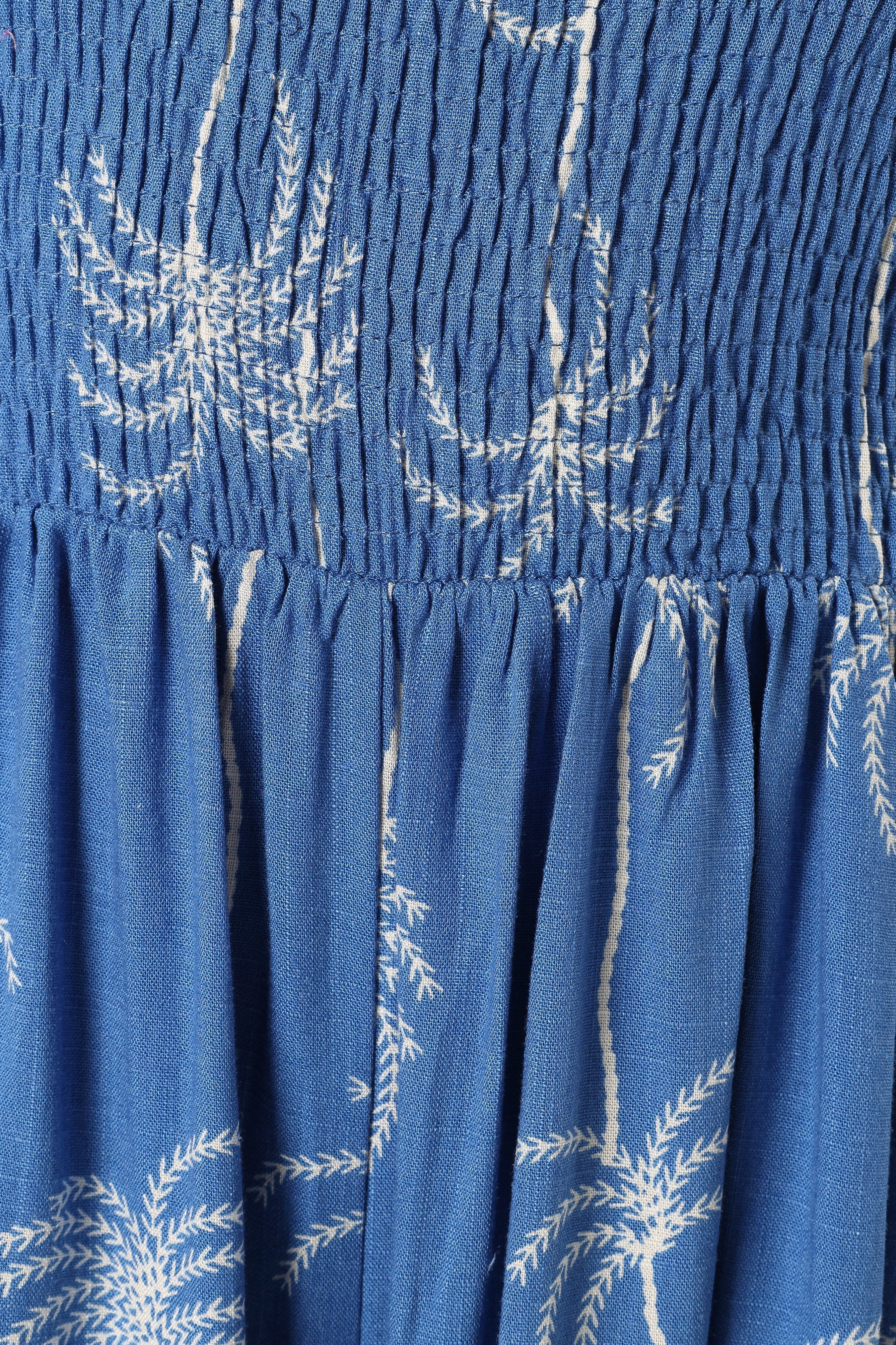 Ginelle Jumpsuit - Blue Palm Print