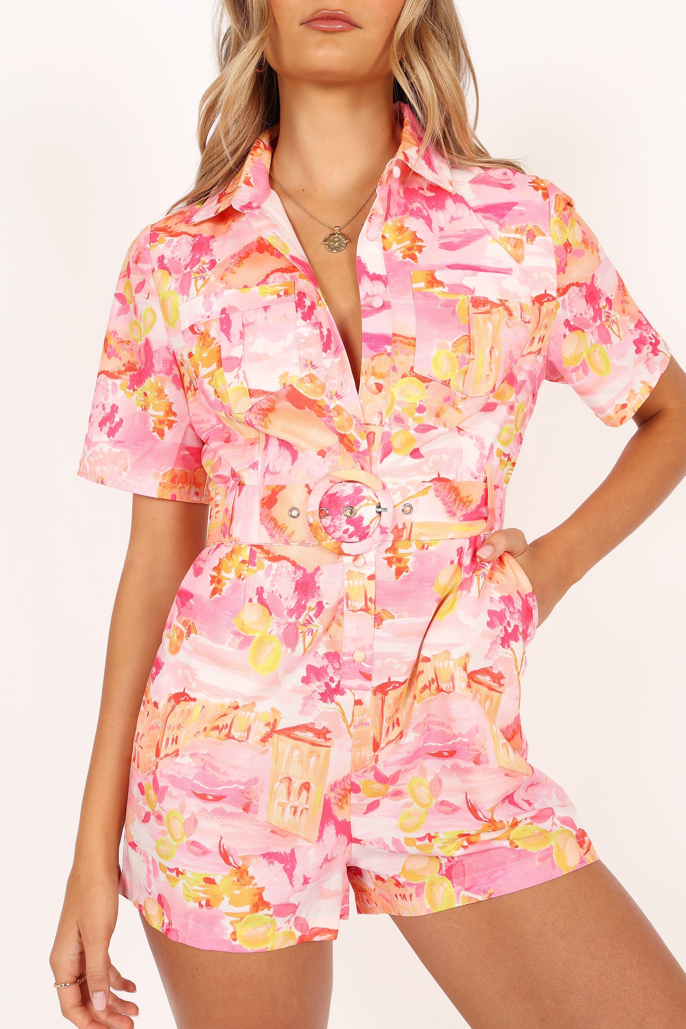 Arianna Romper - Pink Scenic