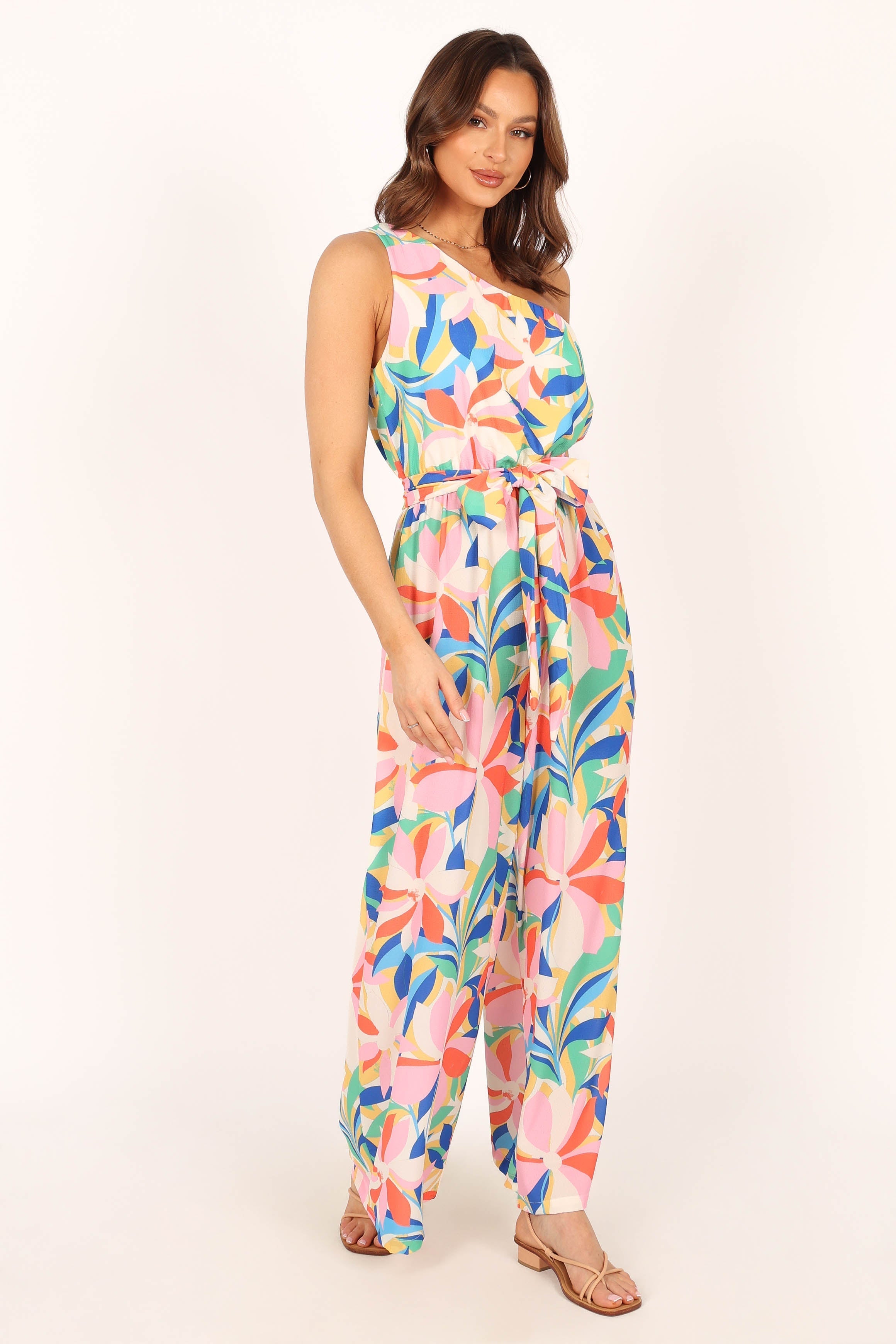 Belinda One Shoulder Jumpsuit - Floral