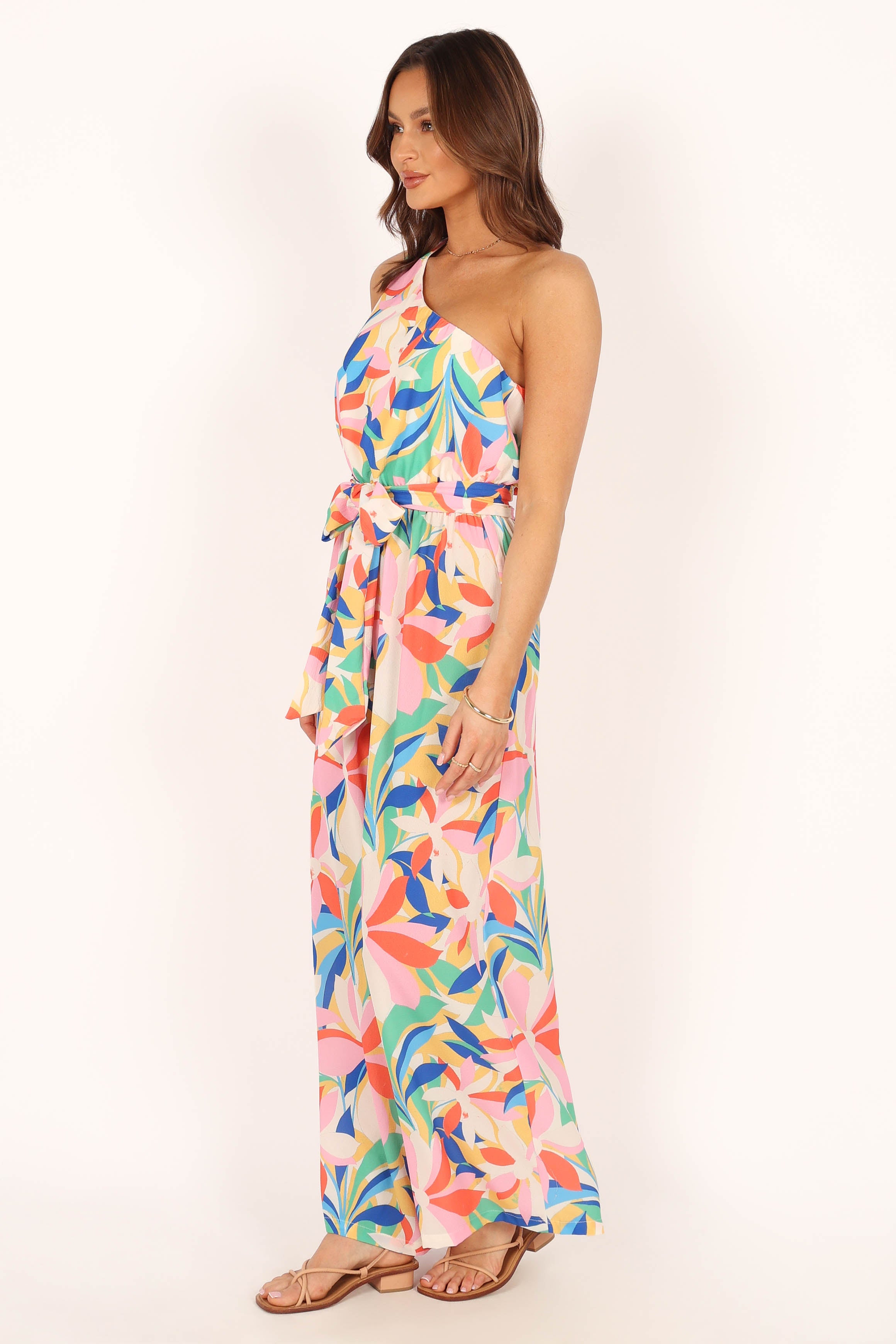 Belinda One Shoulder Jumpsuit - Floral