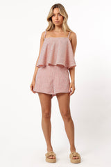 Cambria Romper - Cream Red Stripe