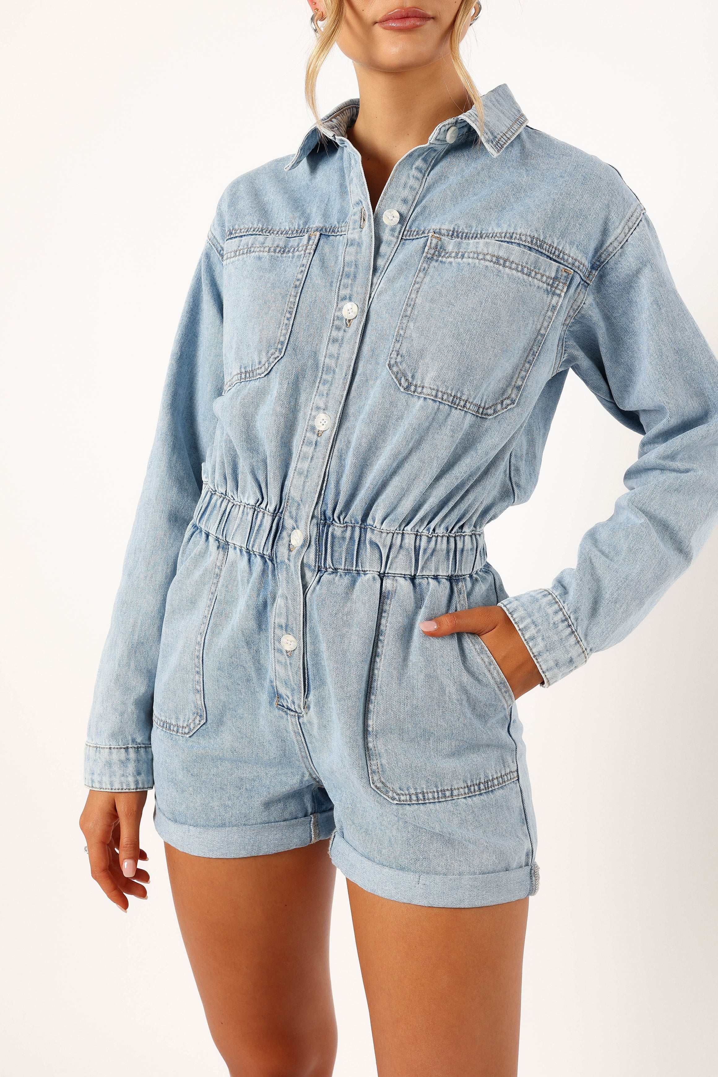 Danielle Romper - Medium Denim