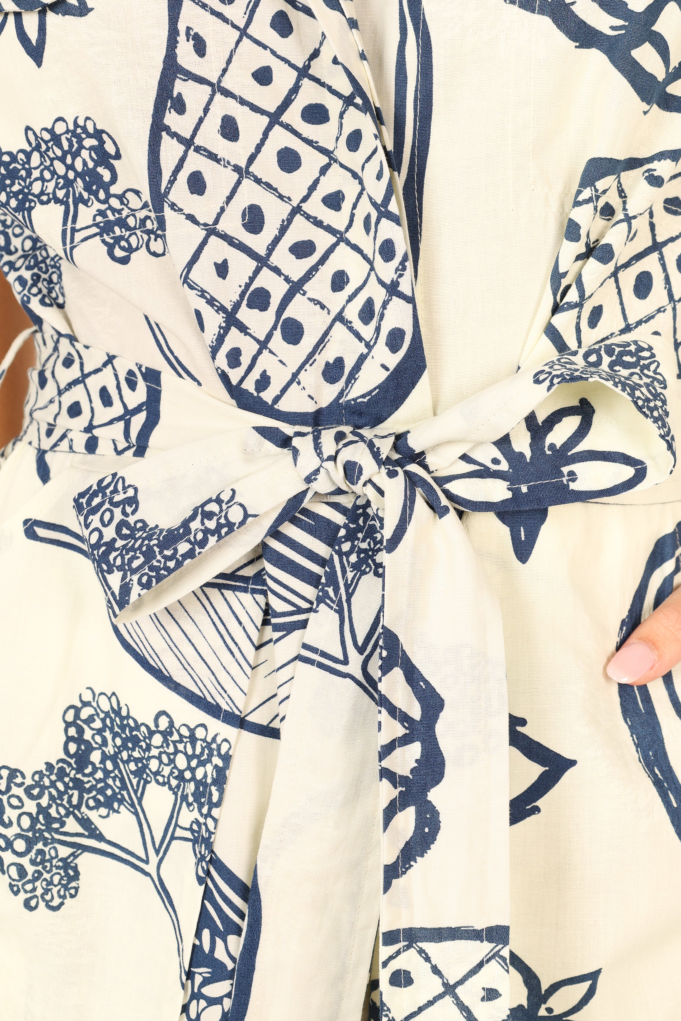 Georgina Tie Waist Romper - Navy