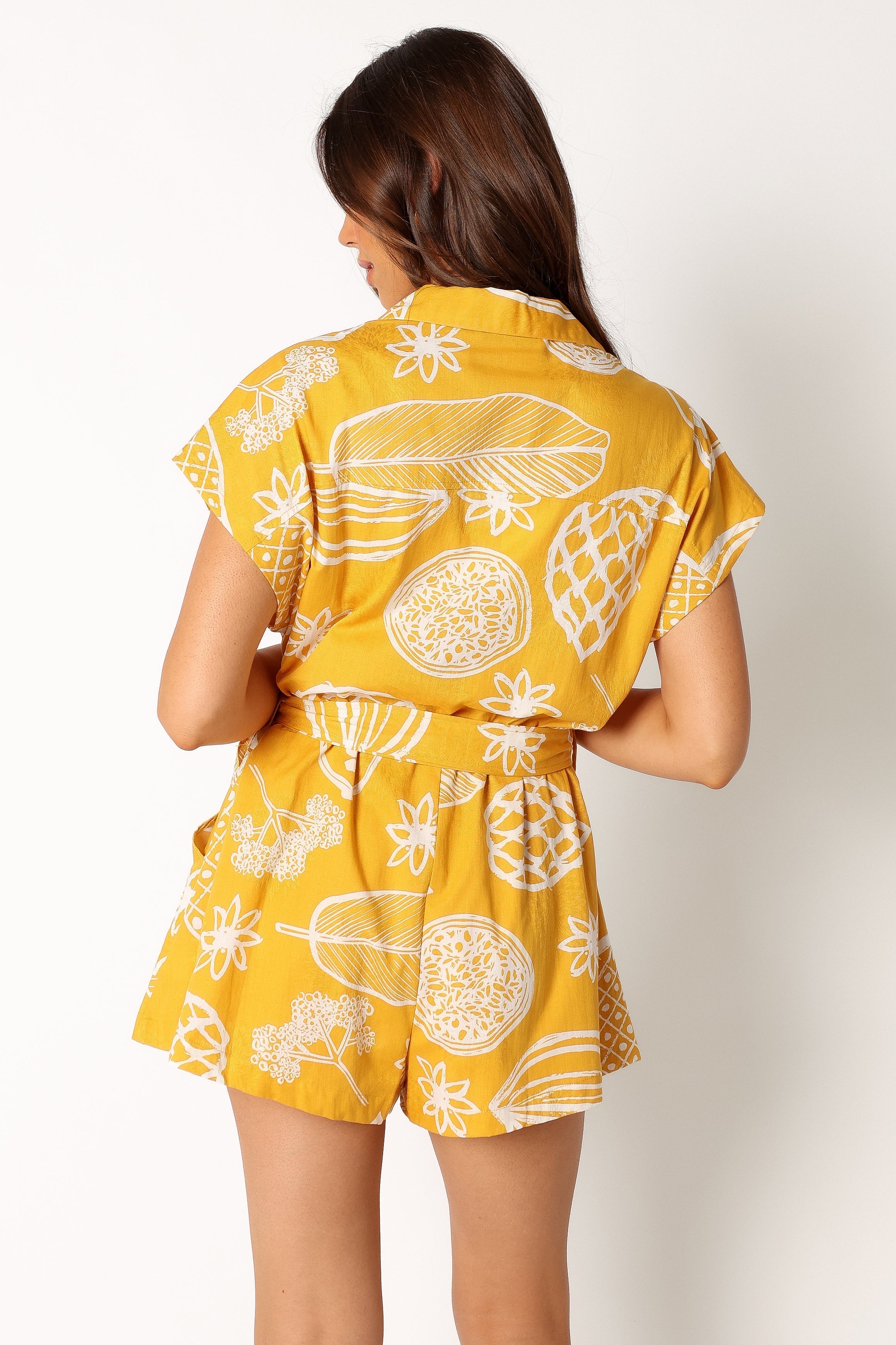 Georgina Tie Waist Romper - Yellow