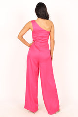 Isabel One Shoulder Jumpsuit - Pink