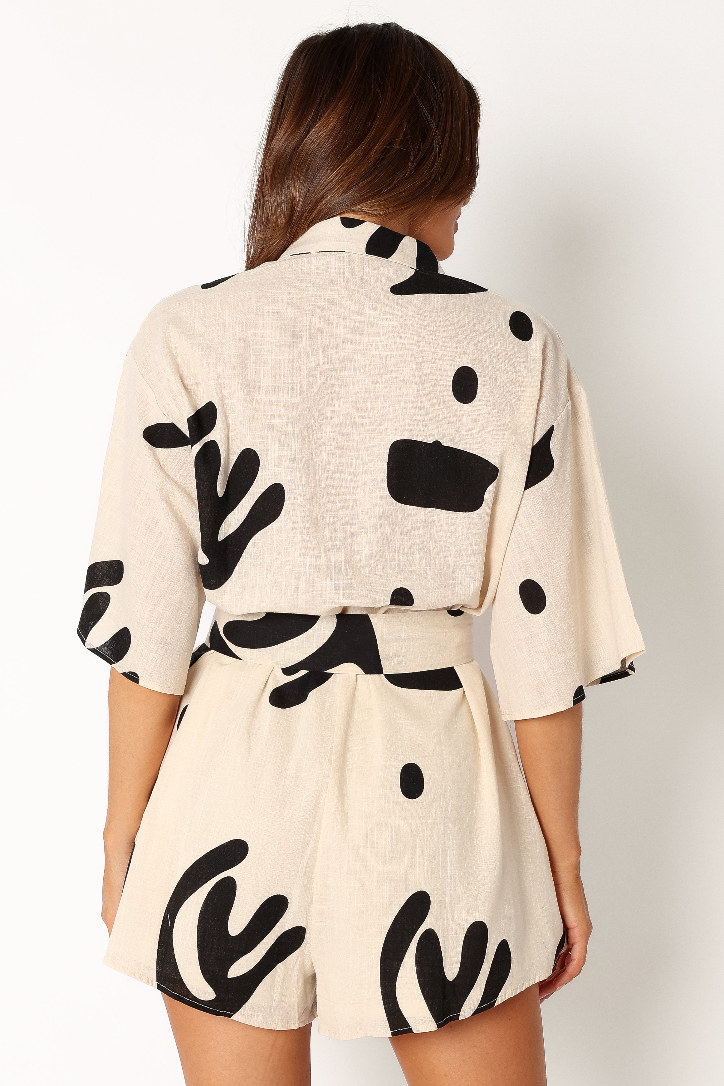 Kellie Romper - Beige Black