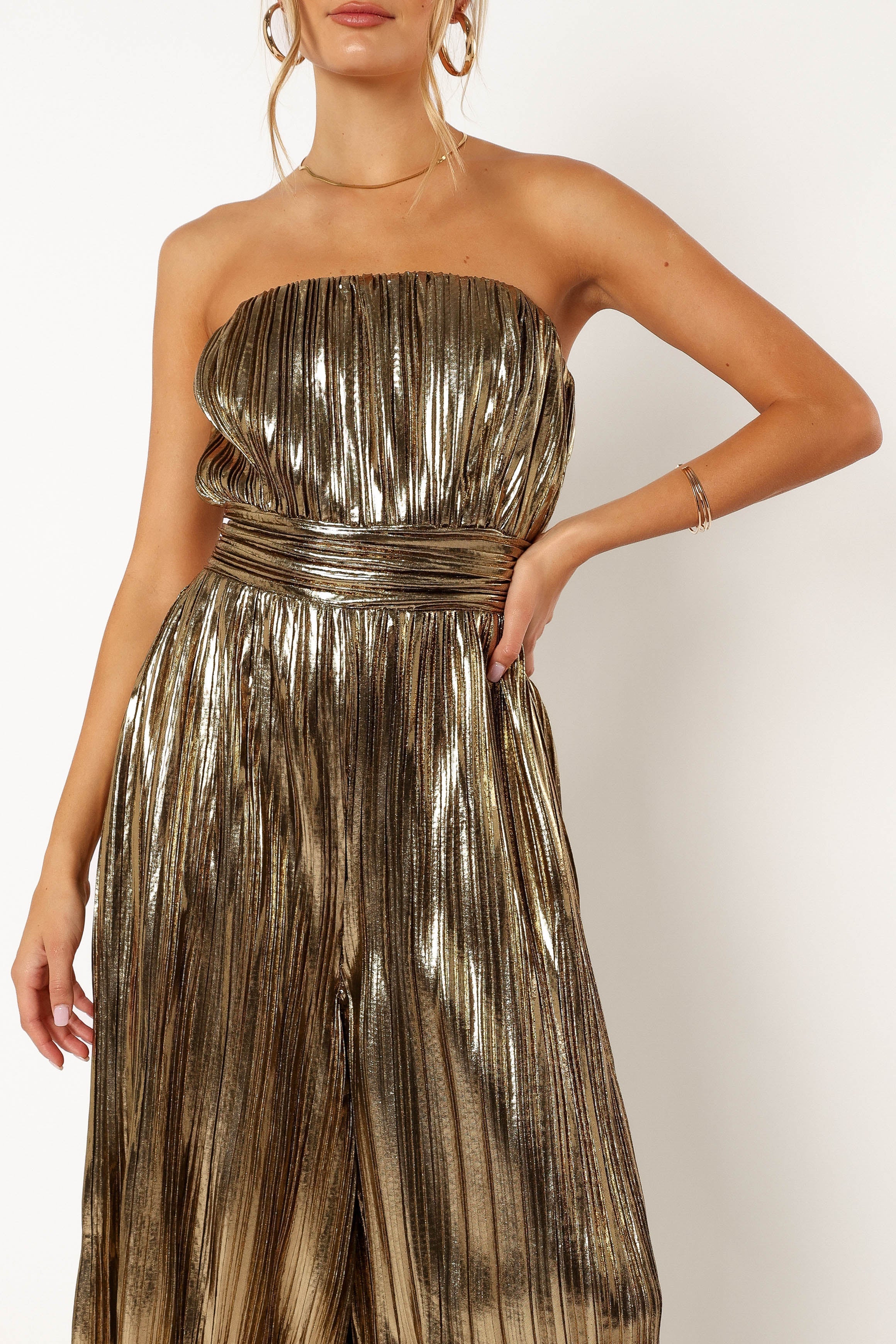 Kerry Pleat Jumpsuit - Gold