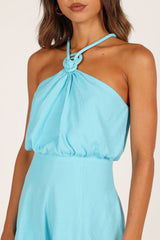 Nadine Halter Romper - Aqua