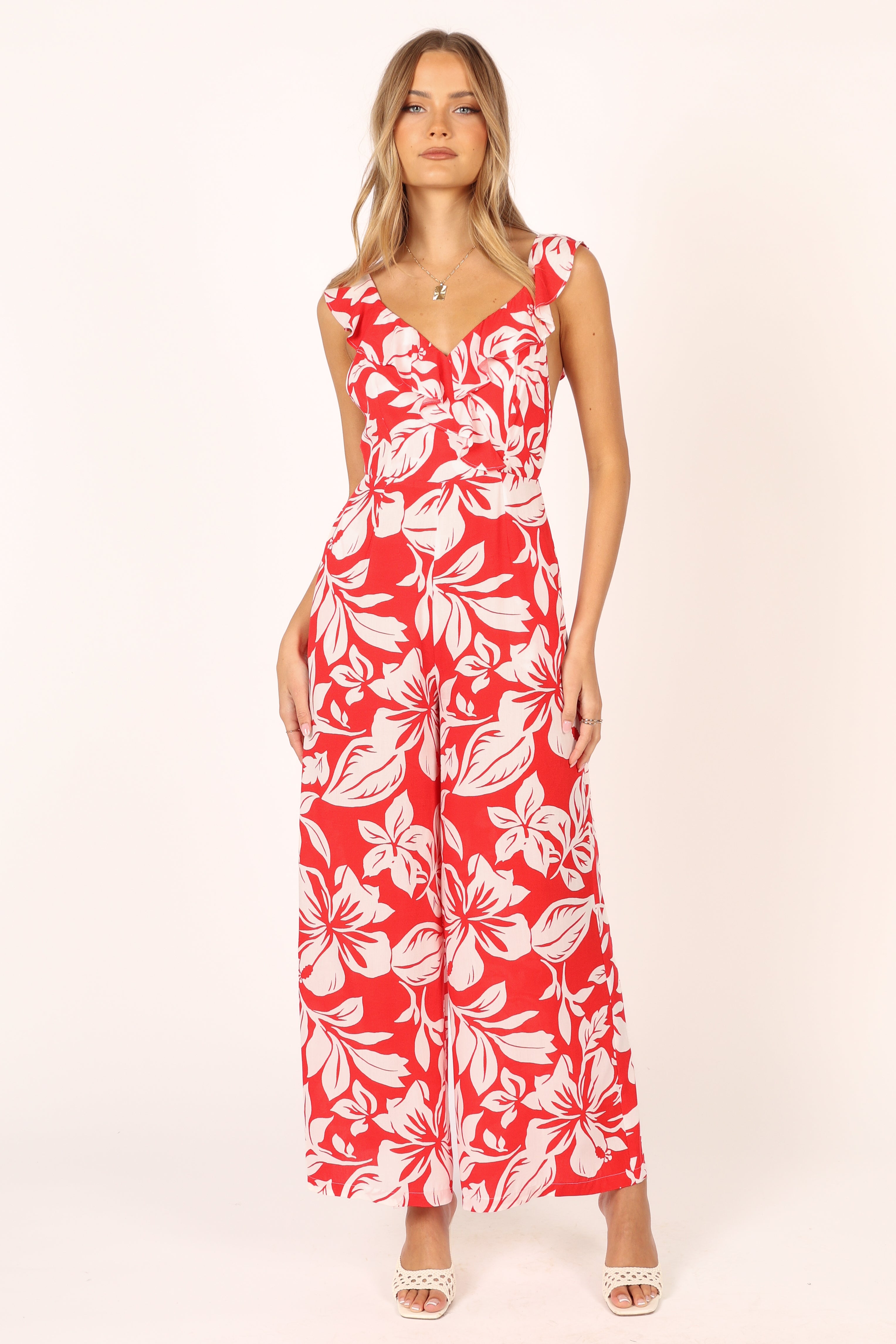Parker Frill Jumpsuit - Red