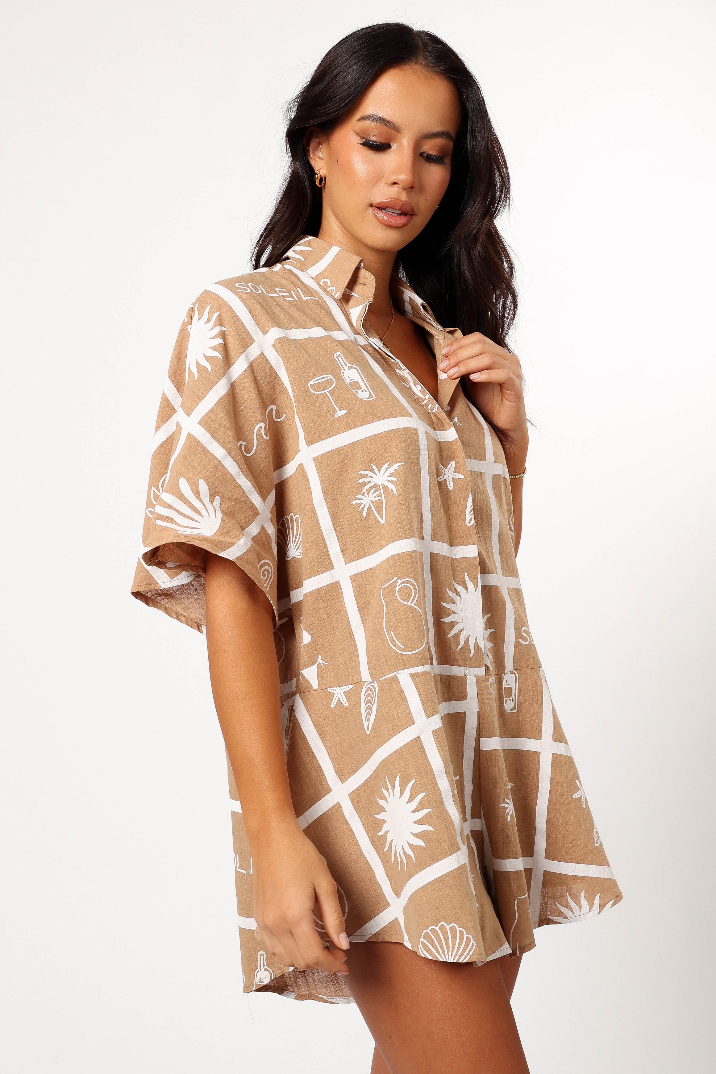 Sebastian Romper - Tan Soleil Print