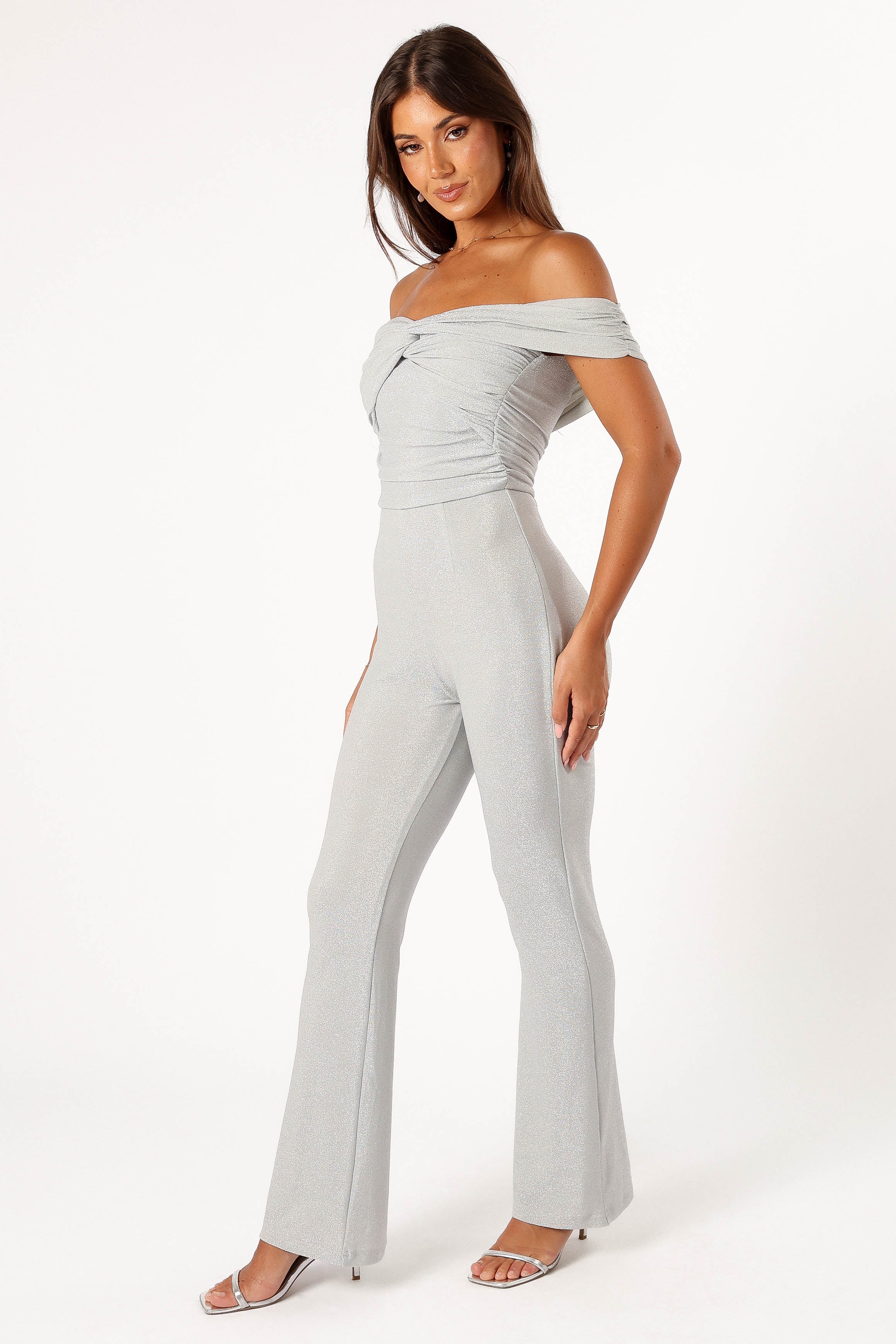 Sharnie Off Shoulder Jumpsuit - Silver