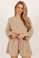Sloane Sweater Romper - Taupe