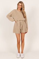 Sloane Sweater Romper - Taupe