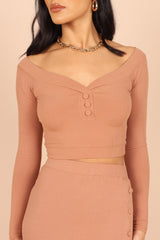 Amara Button Detail Set - Dusty Brown