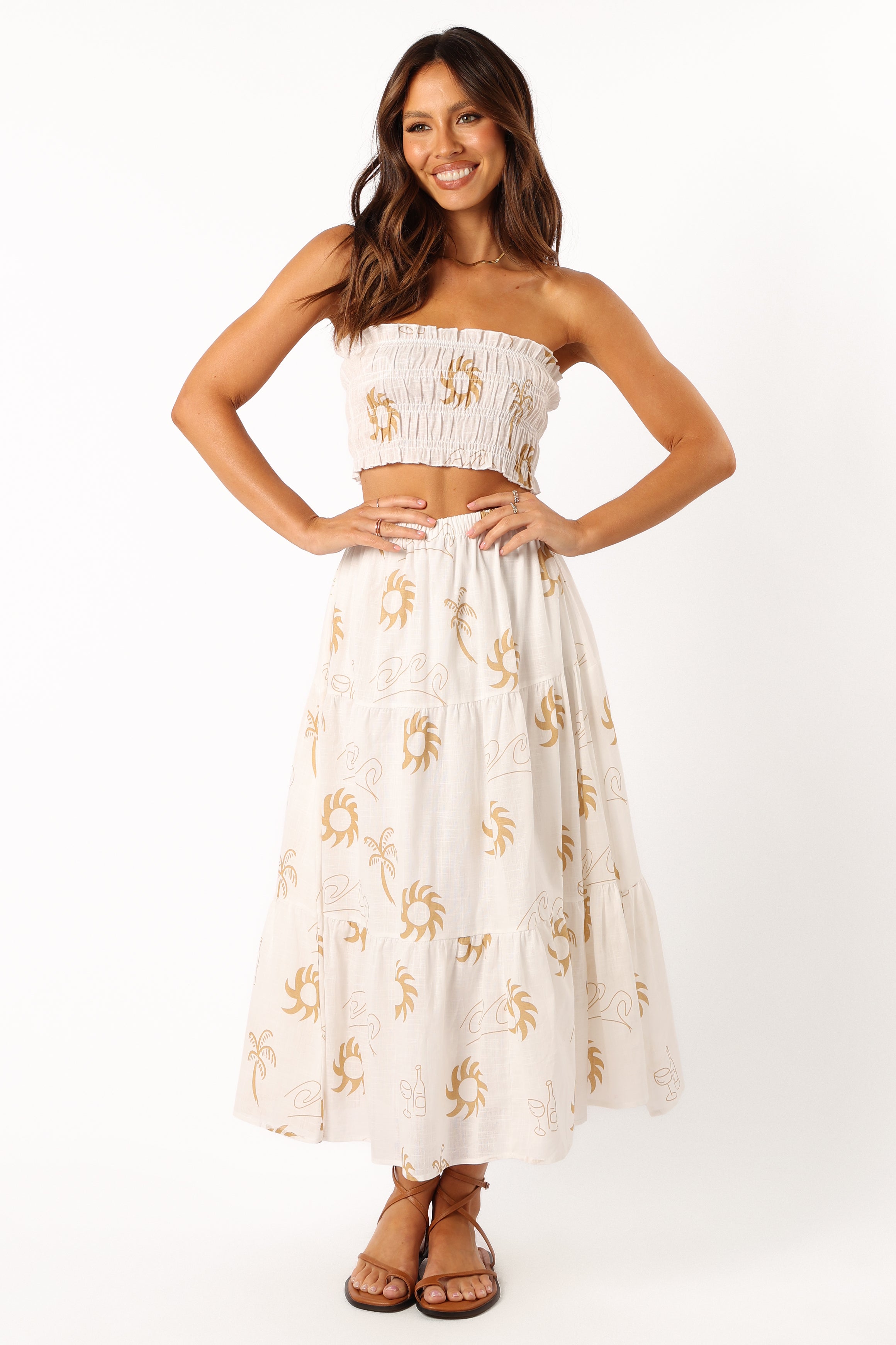 Francesca Two Piece Set - White Beige