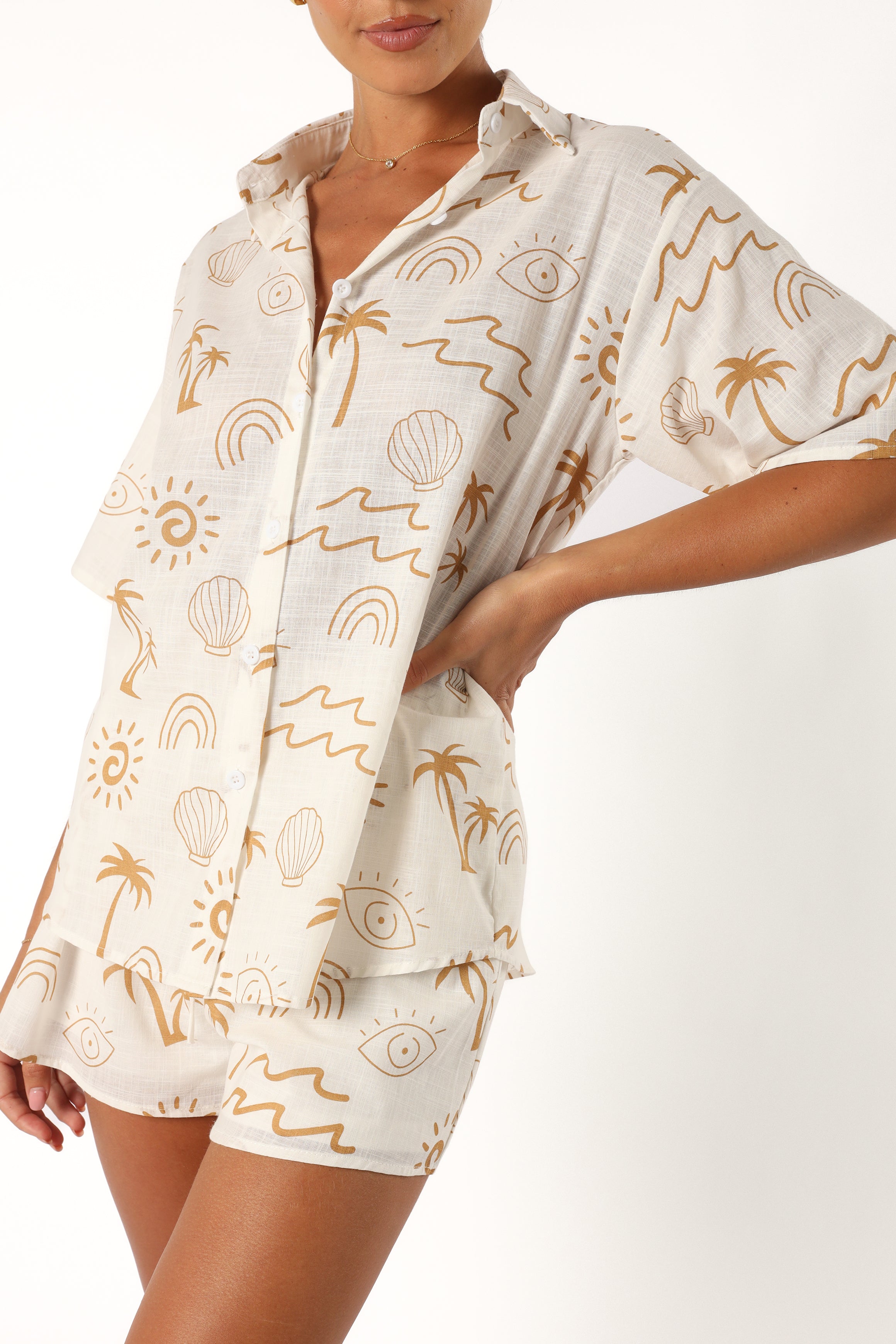 Tally Short Set - White Beige