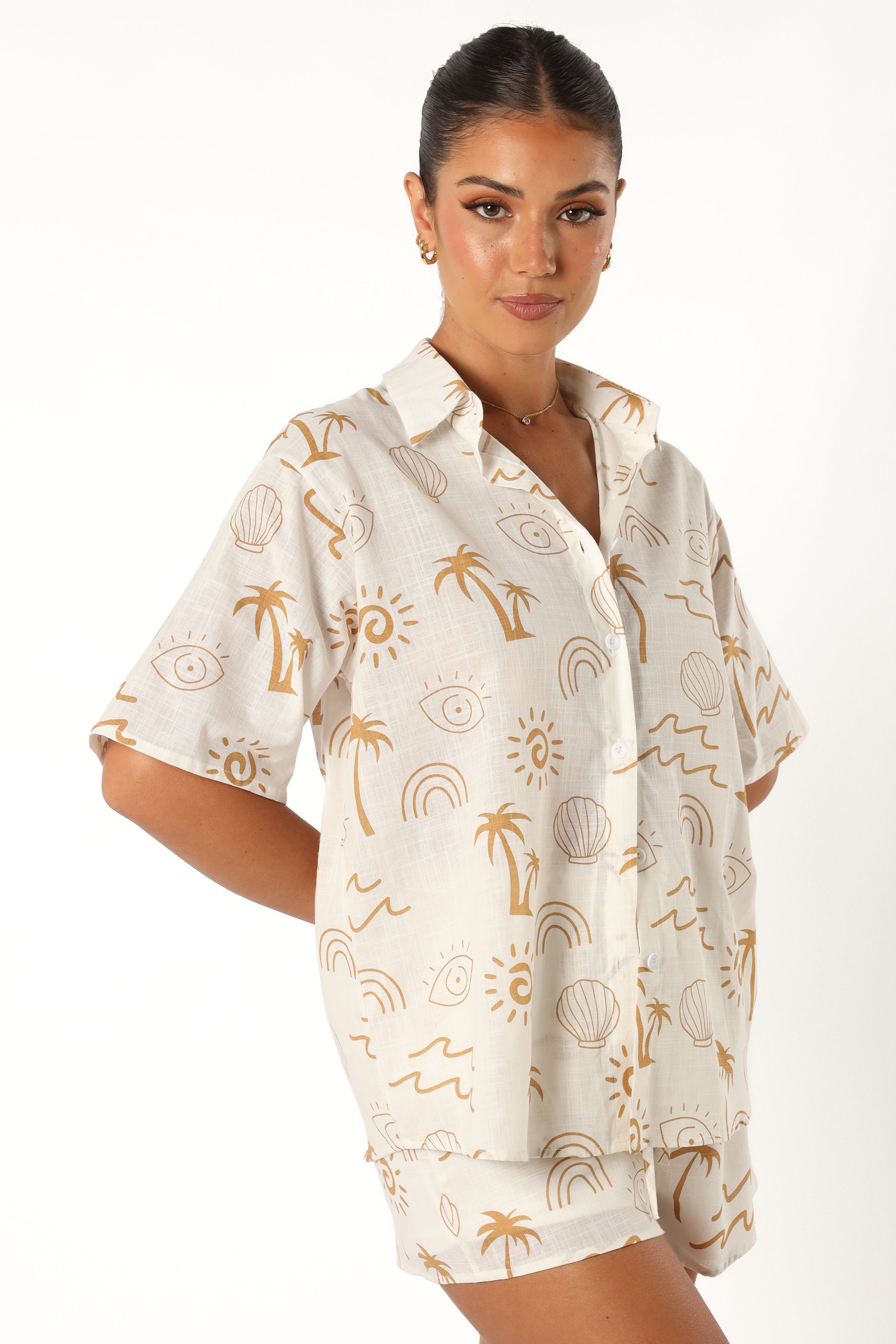 Tally Short Set - White Beige