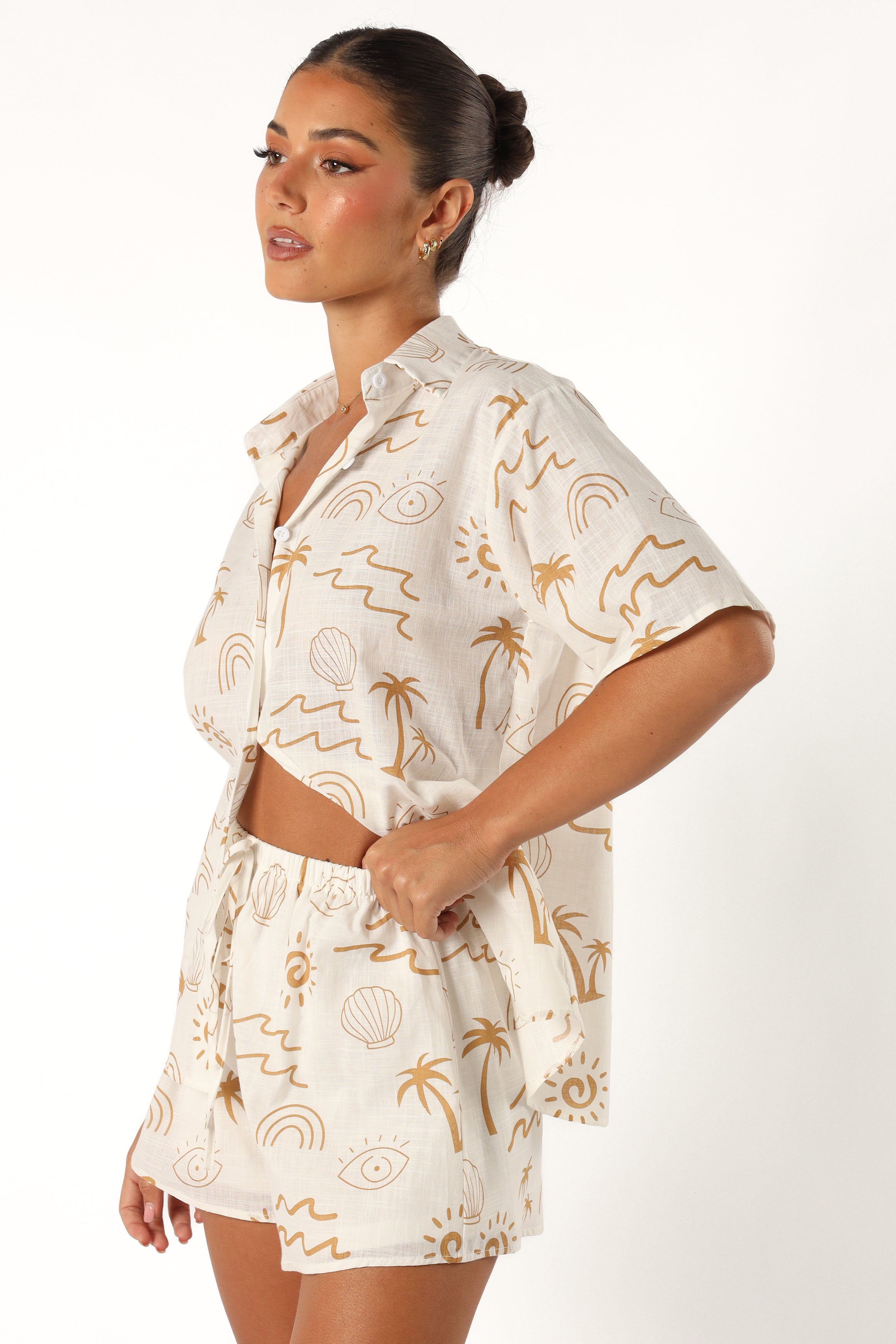 Tally Short Set - White Beige