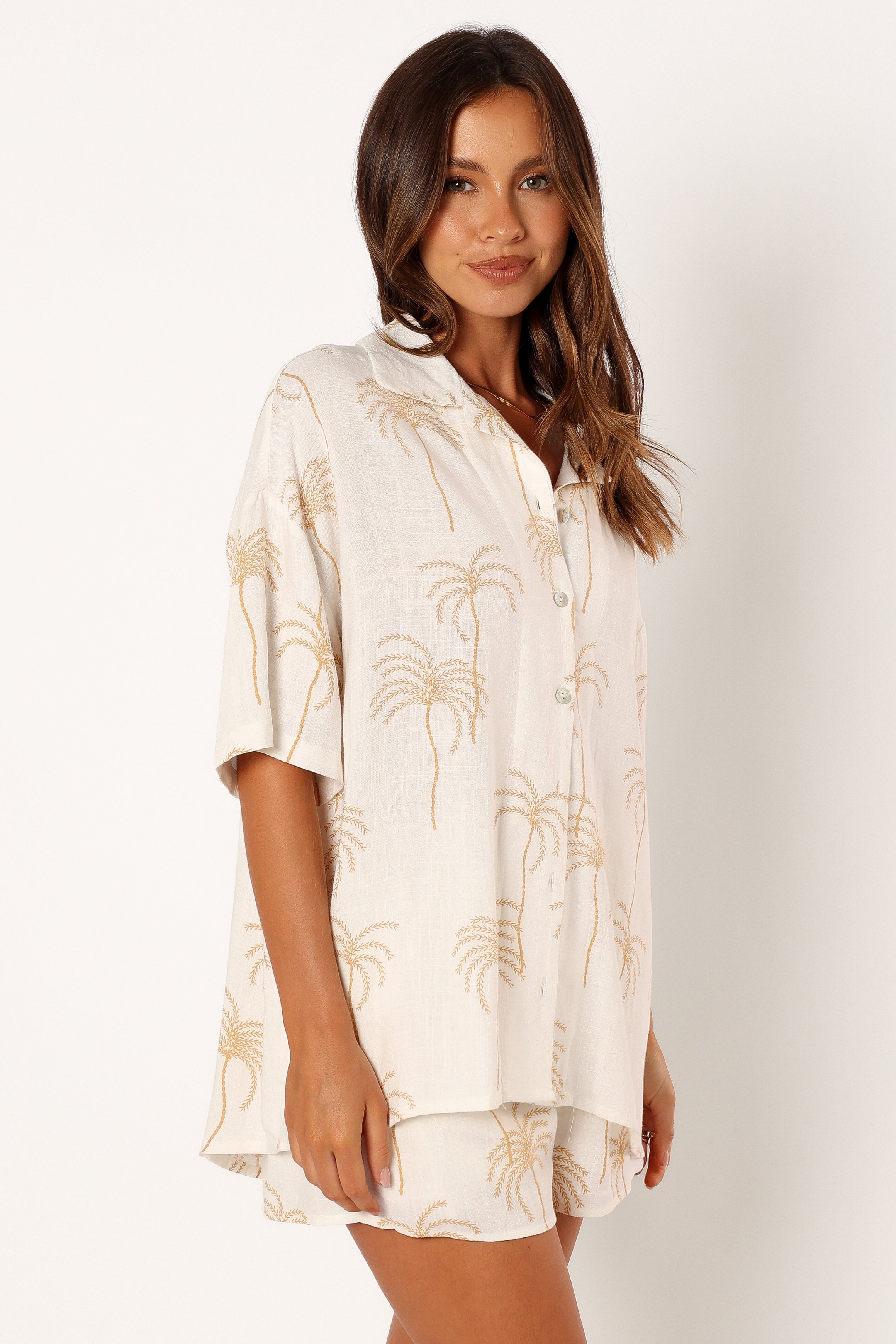 Amira Short Sleeve Shirt - Palm Print
