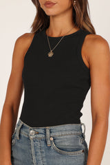 Ari Ribbed Tank Top - Black