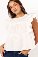 Elaine Ruffle Top - Off White