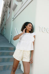 Elaine Ruffle Top - Off White