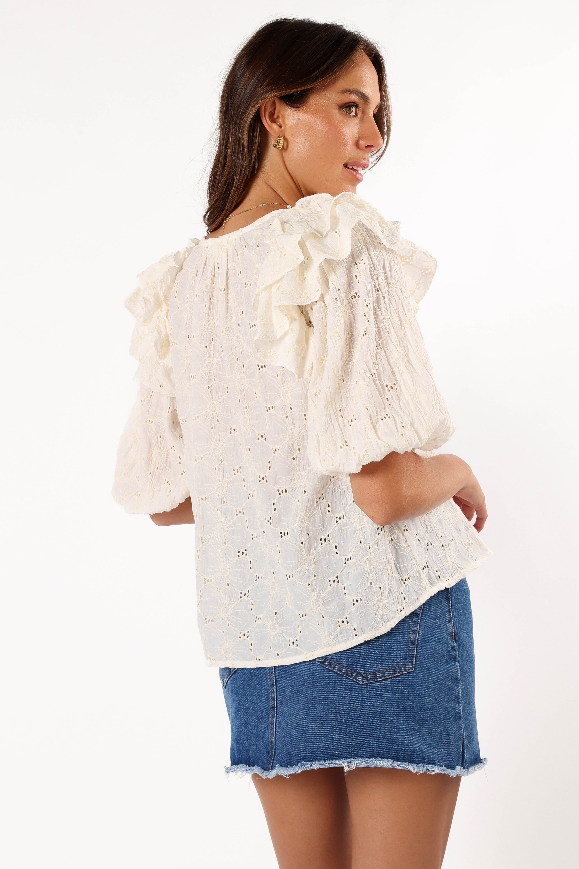 Iris Ruffled Top - Cream