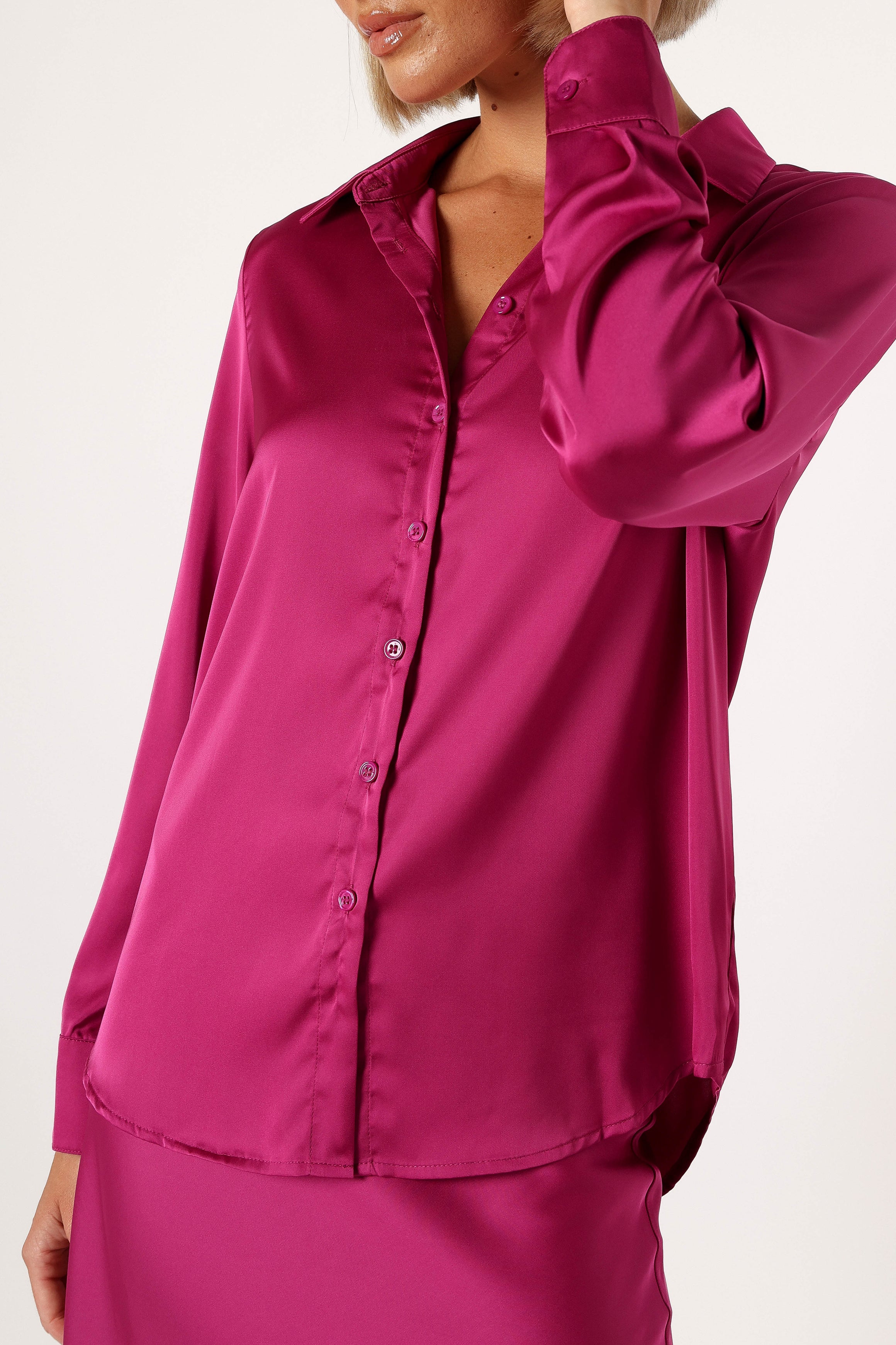 Narissa Satin Shirt - Magenta