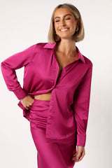 Narissa Satin Shirt - Magenta