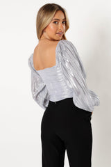 Nyra Rose Detail Top - Silver
