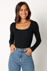 Pia Long Sleeve Bodysuit - Black