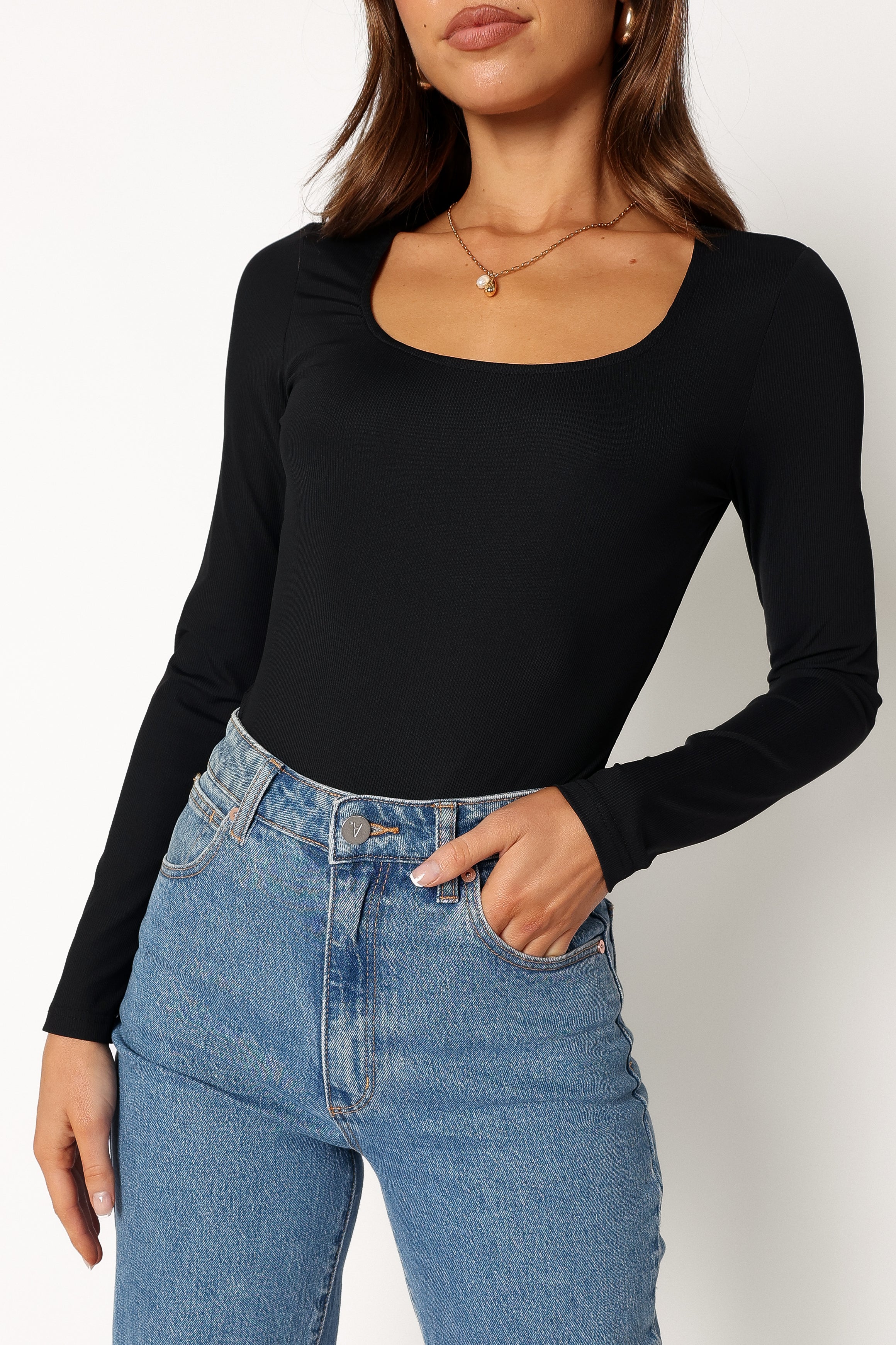 Pia Long Sleeve Bodysuit - Black