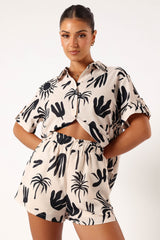 Sawyer Short Sleeve Shirt - Beige Black