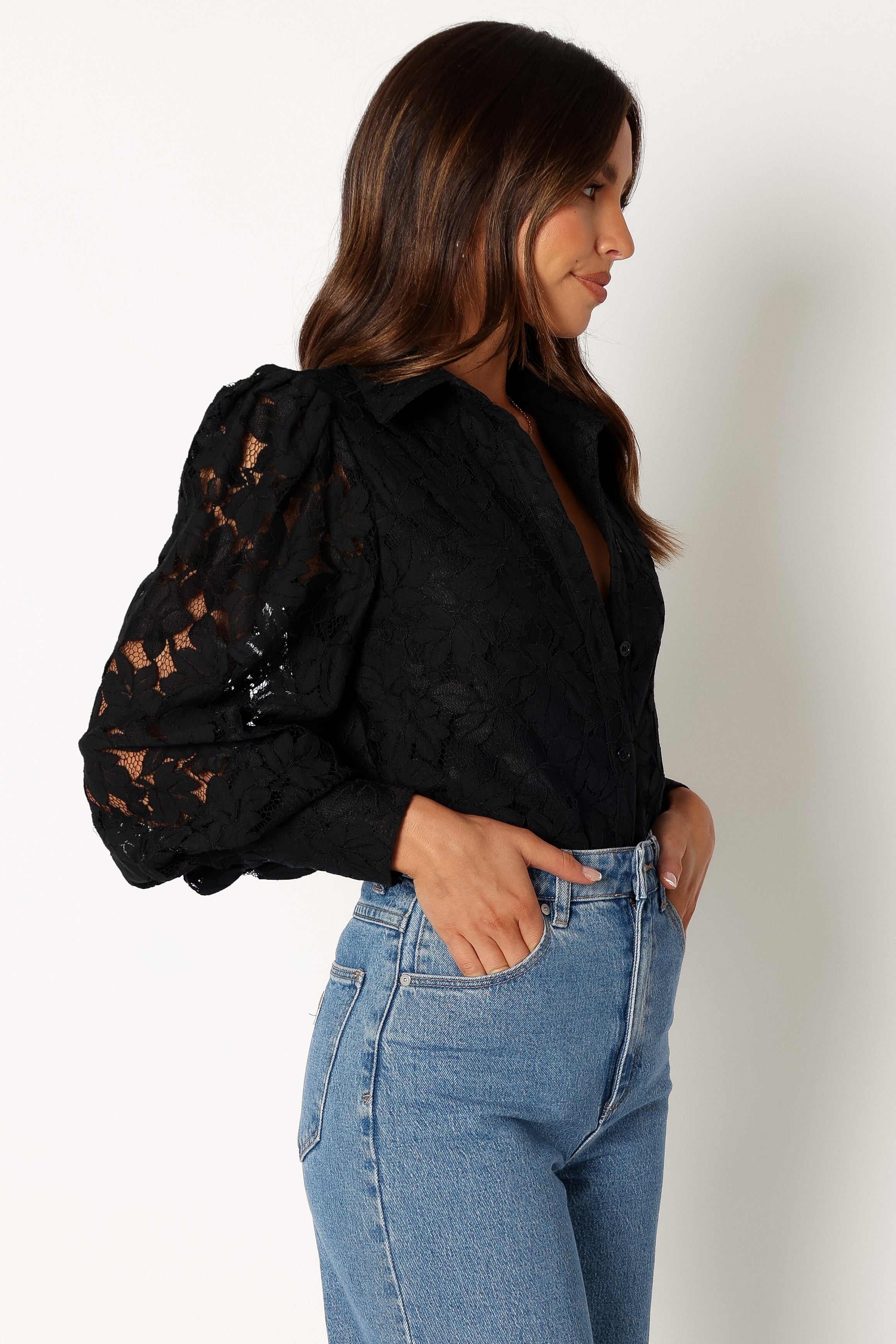 Tadeo Lace Shirt - Black