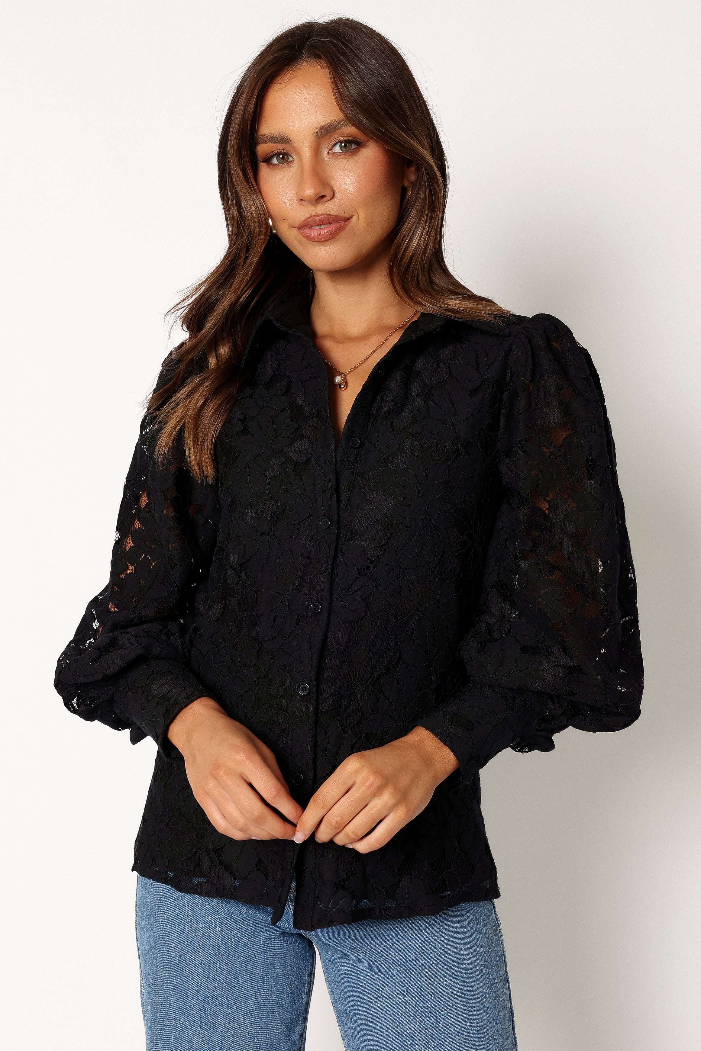 Tadeo Lace Shirt - Black