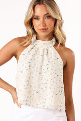 Willa Halterneck Top - Blue Floral
